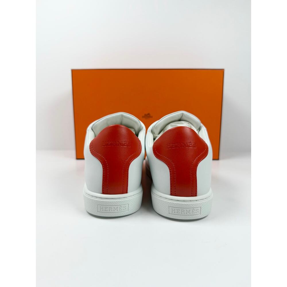 Size 8.5 - Hermes Advantage White Orange Sneakers NEW - Picture 4 of 10